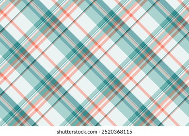 Mosaic vector check plaid, custom pattern textile tartan. Flooring background texture fabric seamless in light and cyan colors palette.