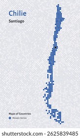 Mapa vetorial em mosaico do Chile com a capital Santiago