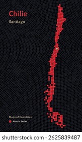 Mapa vetorial em mosaico do Chile com a capital Santiago