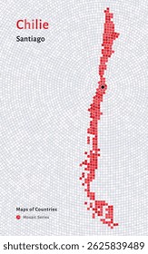 Mapa vetorial em mosaico do Chile com a capital Santiago