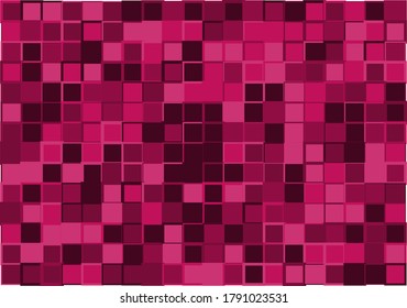 Mosaic from vector squares with trendy red  and pink colors and different sized borders in shades of pink for web, cover, wrapping paper, art, etc. backgrounds