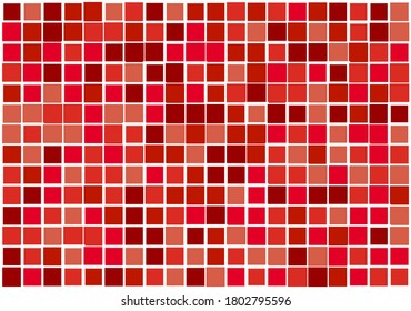 Mosaic from vector squares with trendy red colors and different sized borders in shades of red for web, cover, wrapping paper, art, etc. backgrounds