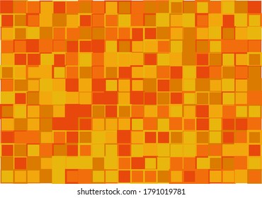 Mosaic from vector squares with trendy yellow, red  and orange colors and different sized borders in shades of yellow for web, cover, wrapping paper, art, etc. backgrounds