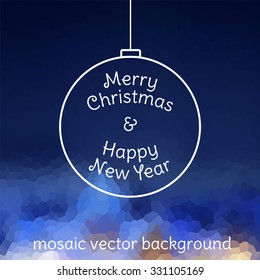 Mosaic vector texture blue. Merry christmas. Happy new year.