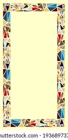 Mosaic vertical frame. Vector rectangle background. Template for border, interior design. Background for advertiser. Isolated