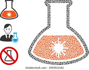 Icono de réplica de análisis de virus mosaicos organizado a partir de elementos agrios en tamaños, posiciones y proporciones aleatorias. Las manchas de la tuberculosis vectorial se unen en el ícono abstracto del análisis del virus del mosaico.
