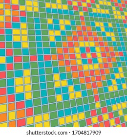 Mosaic wall in perspective. Background, wallpaper. Vector illustration