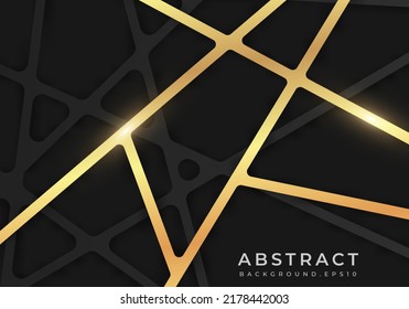 Mosaic Wallpaper Black and Gold Dimension Line Background with Copy Space for Text