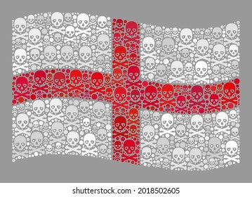 Mosaik wehende Flagge England entworfen von Todesartikeln. Risiko Vektorschwenkende Mosaik England Flagge für Hacker Wallpaper. Geeignet für politische und patriotische Projekte.