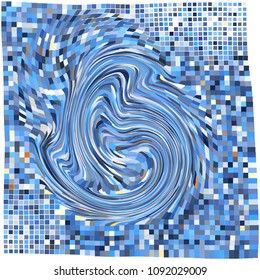 Mosaic wavy pattern. Abstract background formed by rectangles of different colors and transparency. Vector illustration in pixel art style