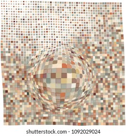 Mosaic wavy pattern. Abstract background formed by rectangles of different colors and transparency. Vector illustration in pixel art style