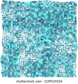 Mosaic wavy pattern. Abstract background formed by rectangles of different colors and transparency. Vector illustration in pixel art style.