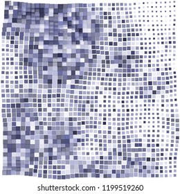 Mosaic wavy pattern. Abstract background formed by rectangles of different colors and transparency. Vector illustration in pixel art style.