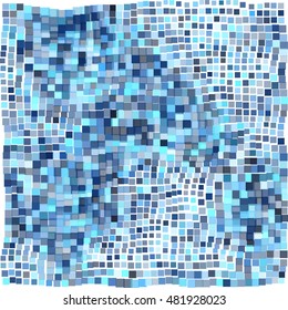 Mosaic wavy pattern. Abstract background formed by rectangles of different colors and transparency. Vector illustration in pixel art style
