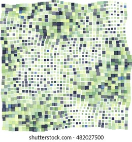 Mosaic wavy pattern. Abstract background formed by rectangles of different colors and transparency. Vector illustration in pixel art style