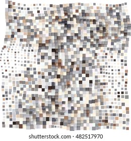 Mosaic wavy pattern. Abstract background formed by rectangles of different colors and transparency. Vector illustration in pixel art style