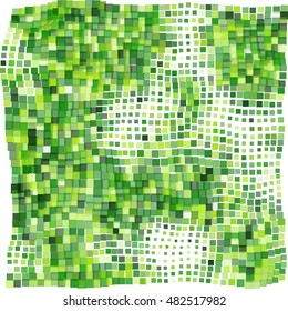 Mosaic wavy pattern. Abstract background formed by rectangles of different colors and transparency. Vector illustration in pixel art style