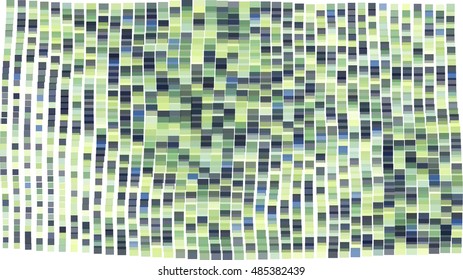 Mosaic wavy pattern. Abstract background formed by rectangles of different colors and transparency. Vector illustration in pixel art style