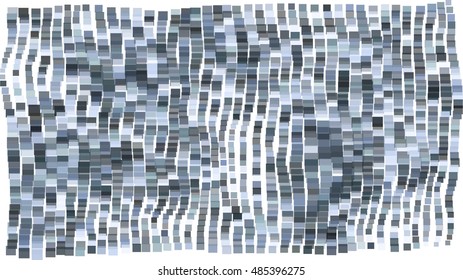 Mosaic wavy pattern. Abstract background formed by rectangles of different colors and transparency. Vector illustration in pixel art style