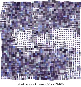 Mosaic wavy pattern. Abstract background formed by rectangles of different colors and transparency. Vector illustration in pixel art style