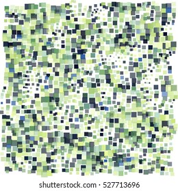 Mosaic wavy pattern. Abstract background formed by rectangles of different colors and transparency. Vector illustration in pixel art style