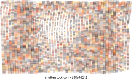 Mosaic wavy pattern. Abstract background formed by rectangles of different colors and transparency. Vector illustration in glitch art style