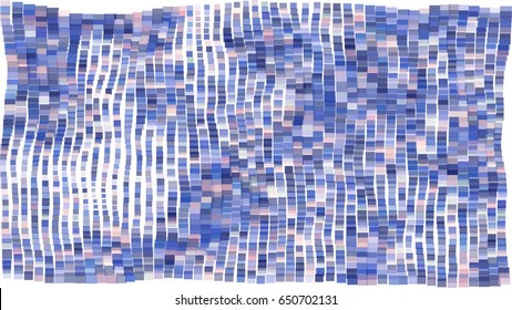 Mosaic wavy pattern. Abstract background formed by rectangles of different colors and transparency. Vector illustration in pixel art style