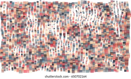 Mosaic wavy pattern. Abstract background formed by rectangles of different colors and transparency. Vector illustration in pixel art style