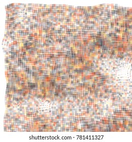 Mosaic wavy pattern. Abstract background formed by rectangles of different colors and transparency. Vector illustration in pixel art style