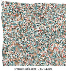 Mosaic wavy pattern. Abstract background formed by rectangles of different colors and transparency. Vector illustration in pixel art style