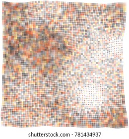 Mosaic wavy pattern. Abstract background formed by rectangles of different colors and transparency. Vector illustration in pixel art style