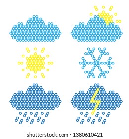 Mosaic weather icons set made of color rings 