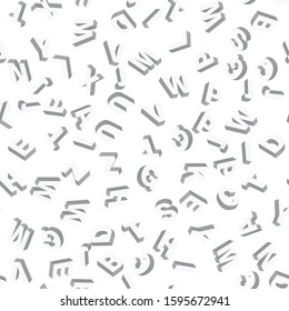 Mosaic of white 3D letters. Vector seamless pattern.