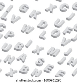 Mosaic of white 3D letters. Vector seamless pattern.