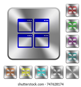 Mosaic window view mode engraved icons on rounded square glossy steel buttons