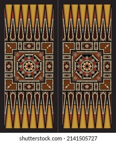 Mosaic. Wooden backgammon. board game vector Illustration . Backgammon table