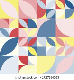 Mosaic yellow blue colorful Bauhaus artistic geometric background wallpaper vector design pattern