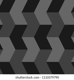 Mosaic. Zigzag figures ornament. Angle brackets. Puzzle shapes background. Arrows motif. Chevrons tiles wallpaper. Parquet backdrop. Digital paper, web design, textile print. Seamless pattern art work