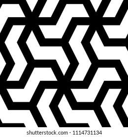 Mosaic. Zigzag figures ornament. Repeated puzzle shapes background. Mosaics motif. Grate wallpaper. Grid backdrop. Digital paper, page fills, web design, textile print. Seamless abstract pattern.