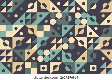 Textura sem emenda inspirada em mosaico com contornos triangulares, desenhos coloridos de gatilho e padrão moderno de empacotamento abstrato