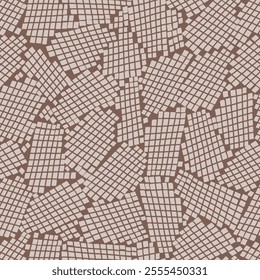 Mosaic-like, geometric style seamless pattern with irregular grid formations. Modern abstraction with organic structure.