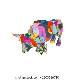 mosaics a buffalo. abstract a buffalo. pop art a buffalo. lowpoly a buffalo.