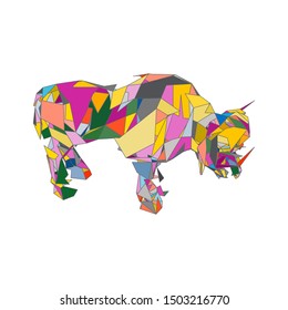 mosaics a buffalo. abstract a buffalo. pop art a buffalo. lowpoly a buffalo.