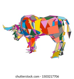 mosaics a buffalo. abstract a buffalo. pop art a buffalo. lowpoly a buffalo.