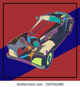 Mosaics a car. abstract a car.