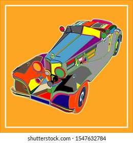 Mosaics a car. abstract a car.