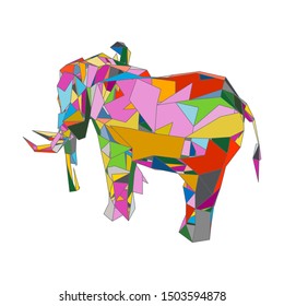 mosaics a elephant. abstract a elephant. pop art a elephant. lowpoly a elephant.