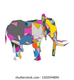 mosaics a elephant. abstract a elephant. pop art a elephant. lowpoly a elephant.