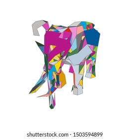 mosaics a elephant. abstract a elephant. pop art a elephant. lowpoly a elephant.