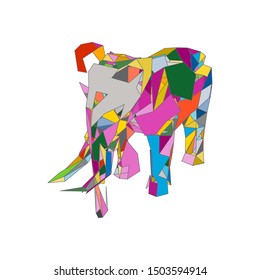 mosaics a elephant. abstract a elephant. pop art a elephant. lowpoly a elephant.